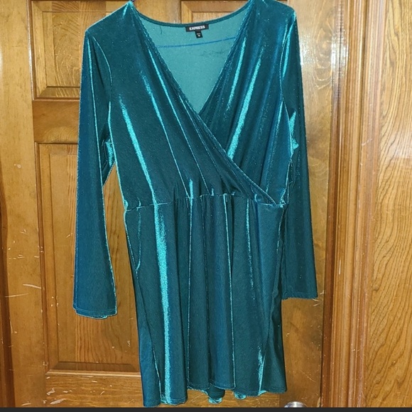 Express Dresses Express Blue Velvet Skater Dress Poshmark